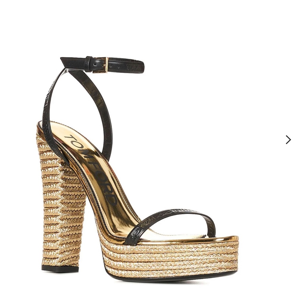 Tom Ford Black and Gold Platform Shoes 10 / 42